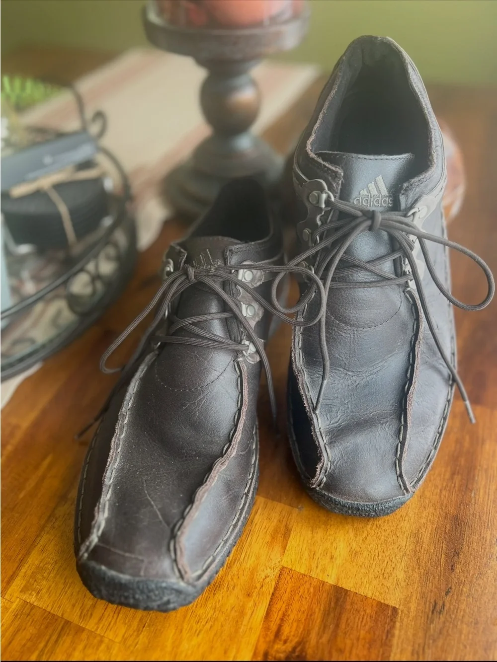 Men's Adidas Leather Lace-Up Shoes - Dark Brown